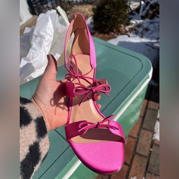 J Crew Collection Rylie Lace Up Heels in Italian Satin NIB - Picture 12 of 13